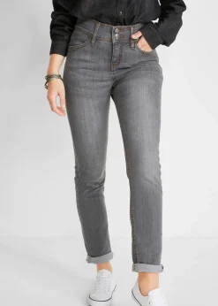 Damen bonprix Jeans|Kurzgrößen|Slim-Fit-Jeans High Waist, Komfort-Stretch