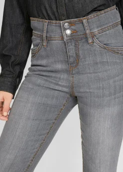 Damen bonprix Jeans|Kurzgrößen|Slim-Fit-Jeans High Waist, Komfort-Stretch
