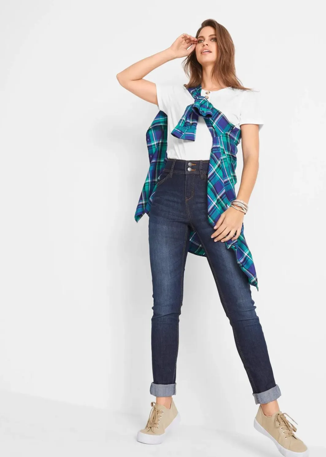 Outlet Slim-Fit-Jeans High Waist, Komfort-Stretch Damen Jeans|Kurzgrößen