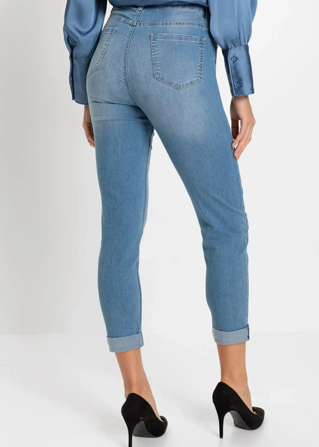 Damen bonprix Bekleidung·Shirts & Tops|Jeans|Slim-Fit-Jeans, Mid Waist, cropped