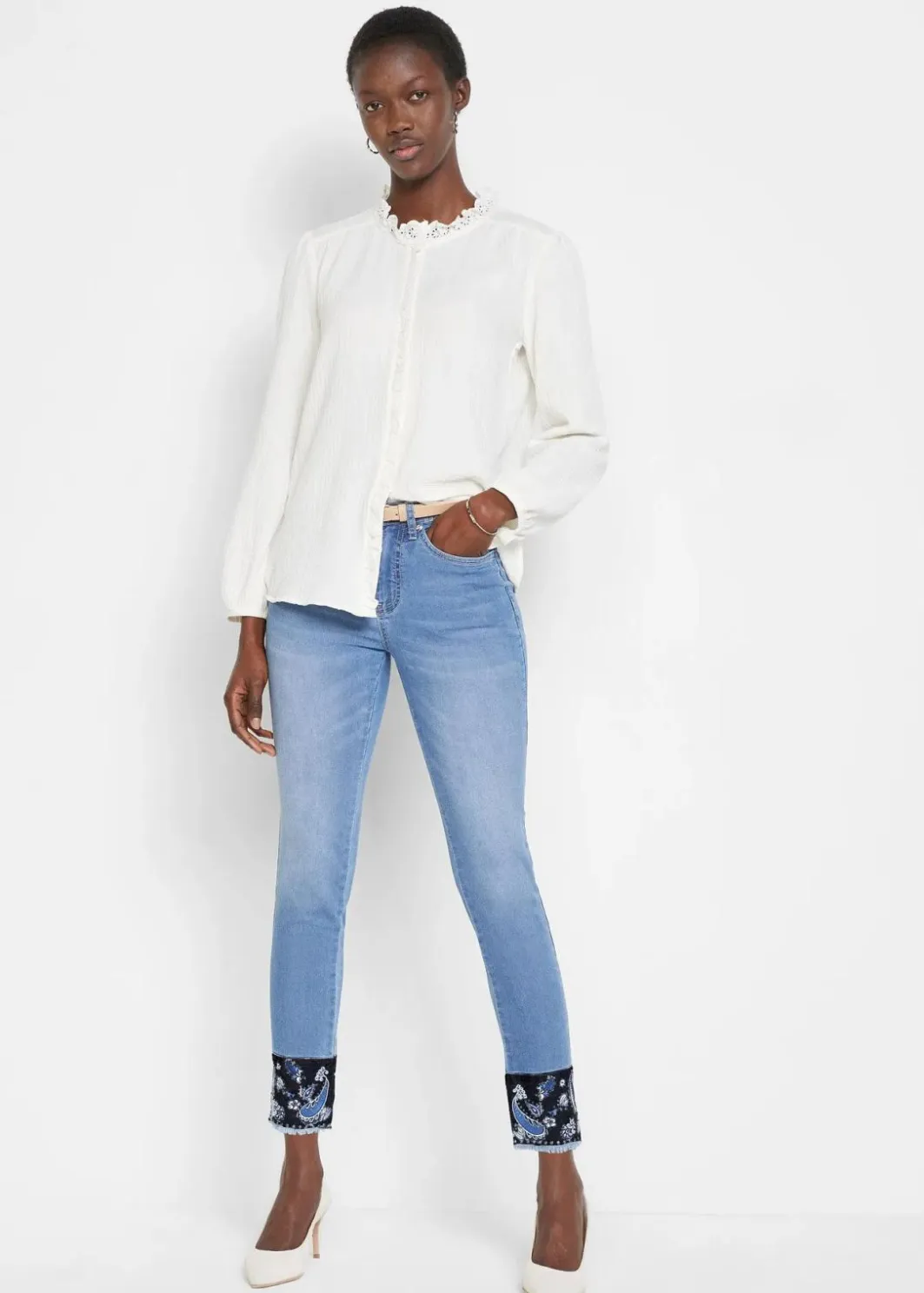Damen bonprix Jeans|Slim-Fit-Jeans Mid Waist, Stretch