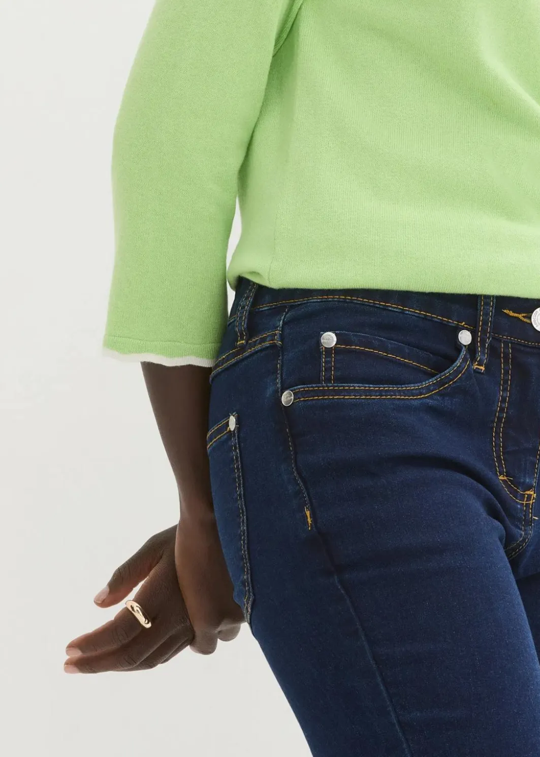 Damen bonprix Jeans|Kurzgrößen|Slim-Fit-Jeans Mid Waist, Super Stretch