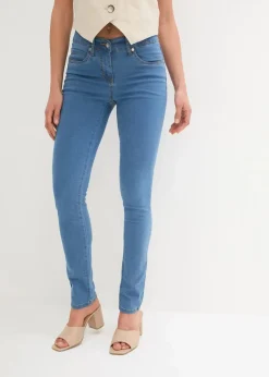 Damen bonprix Jeans|Kurzgrößen|Slim-Fit-Jeans Mid Waist, Super Stretch