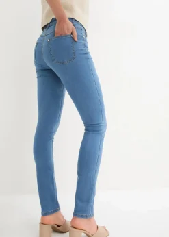 Damen bonprix Jeans|Kurzgrößen|Slim-Fit-Jeans Mid Waist, Super Stretch