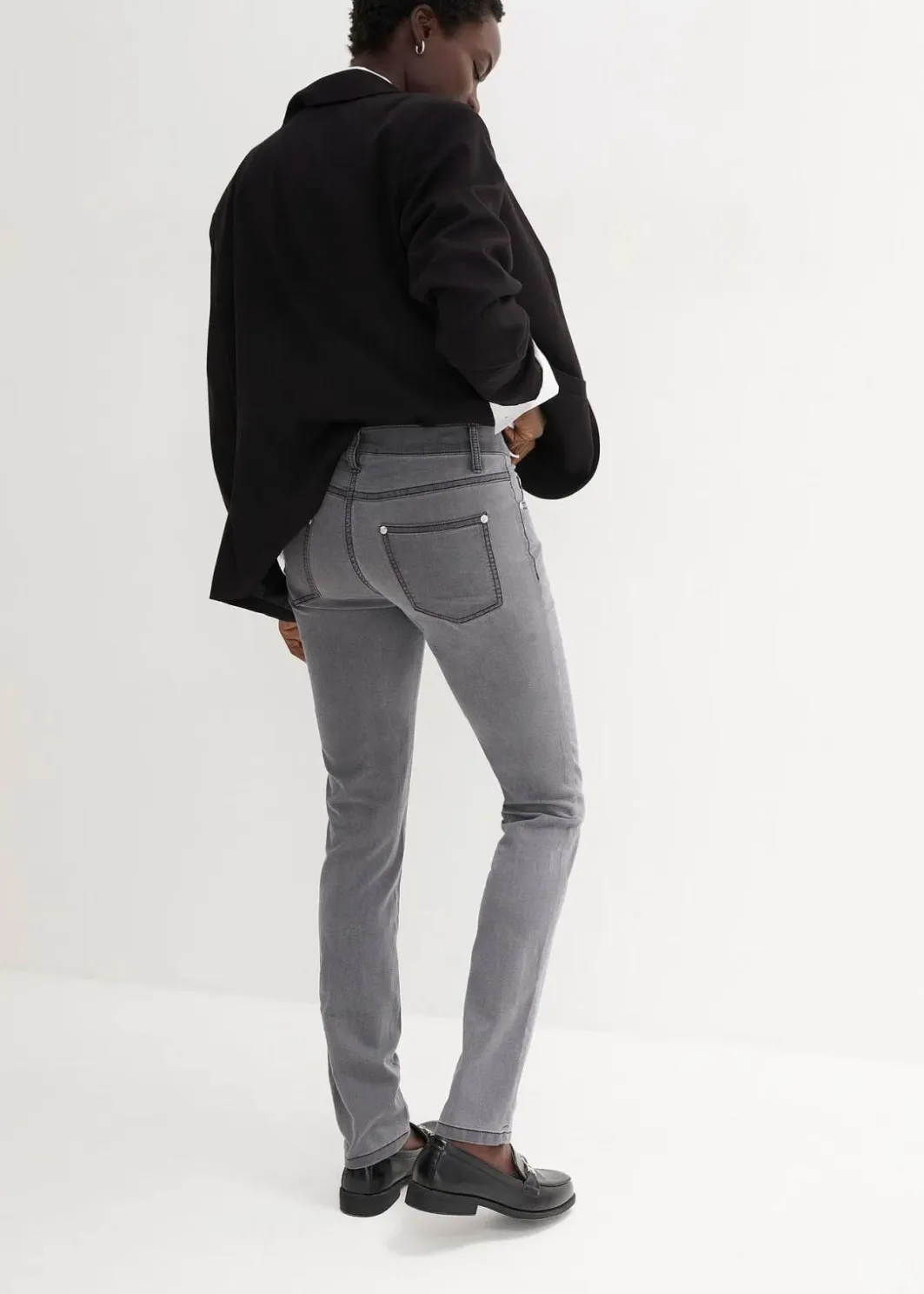 Damen bonprix Jeans|Kurzgrößen|Slim-Fit-Jeans Mid Waist, Super Stretch