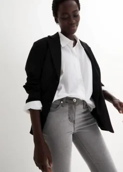 Damen bonprix Jeans|Kurzgrößen|Slim-Fit-Jeans Mid Waist, Super Stretch