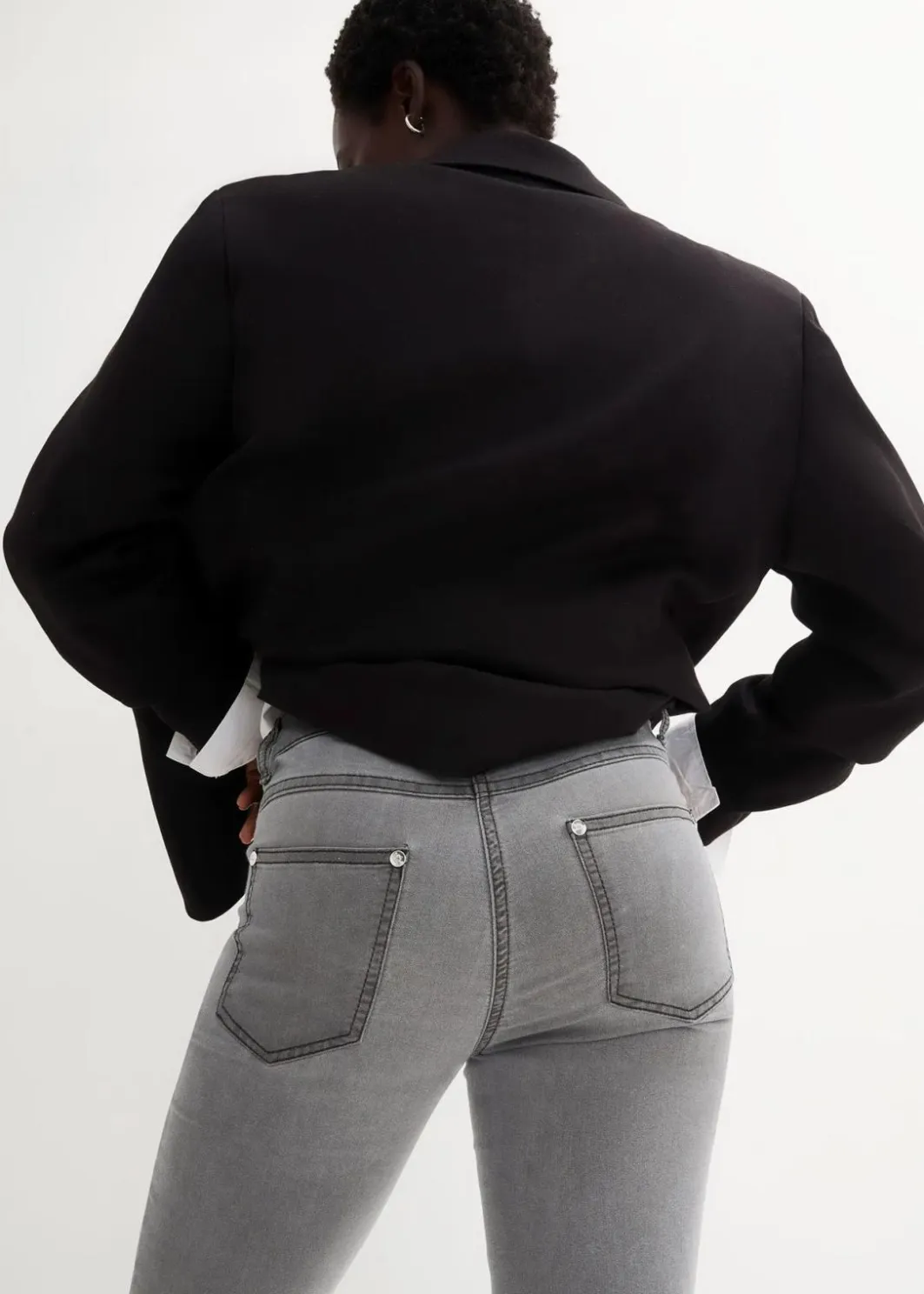 Damen bonprix Jeans|Kurzgrößen|Slim-Fit-Jeans Mid Waist, Super Stretch