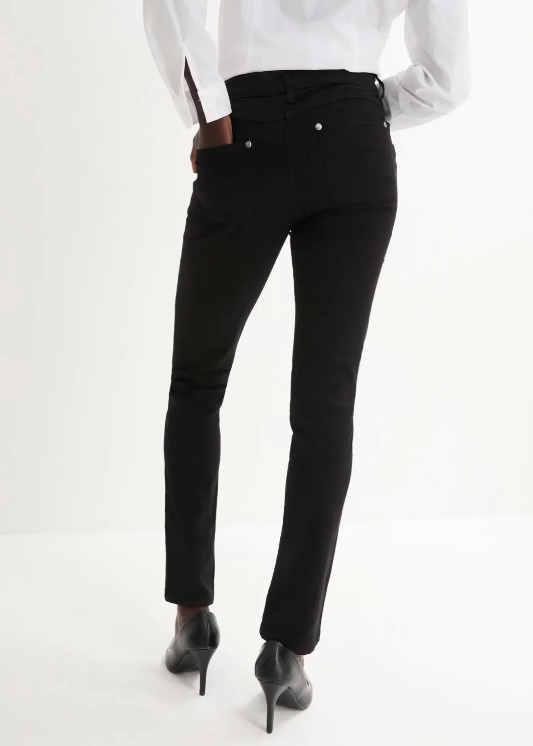 Damen bonprix Jeans|Kurzgrößen|Slim-Fit-Jeans Mid Waist, Super Stretch