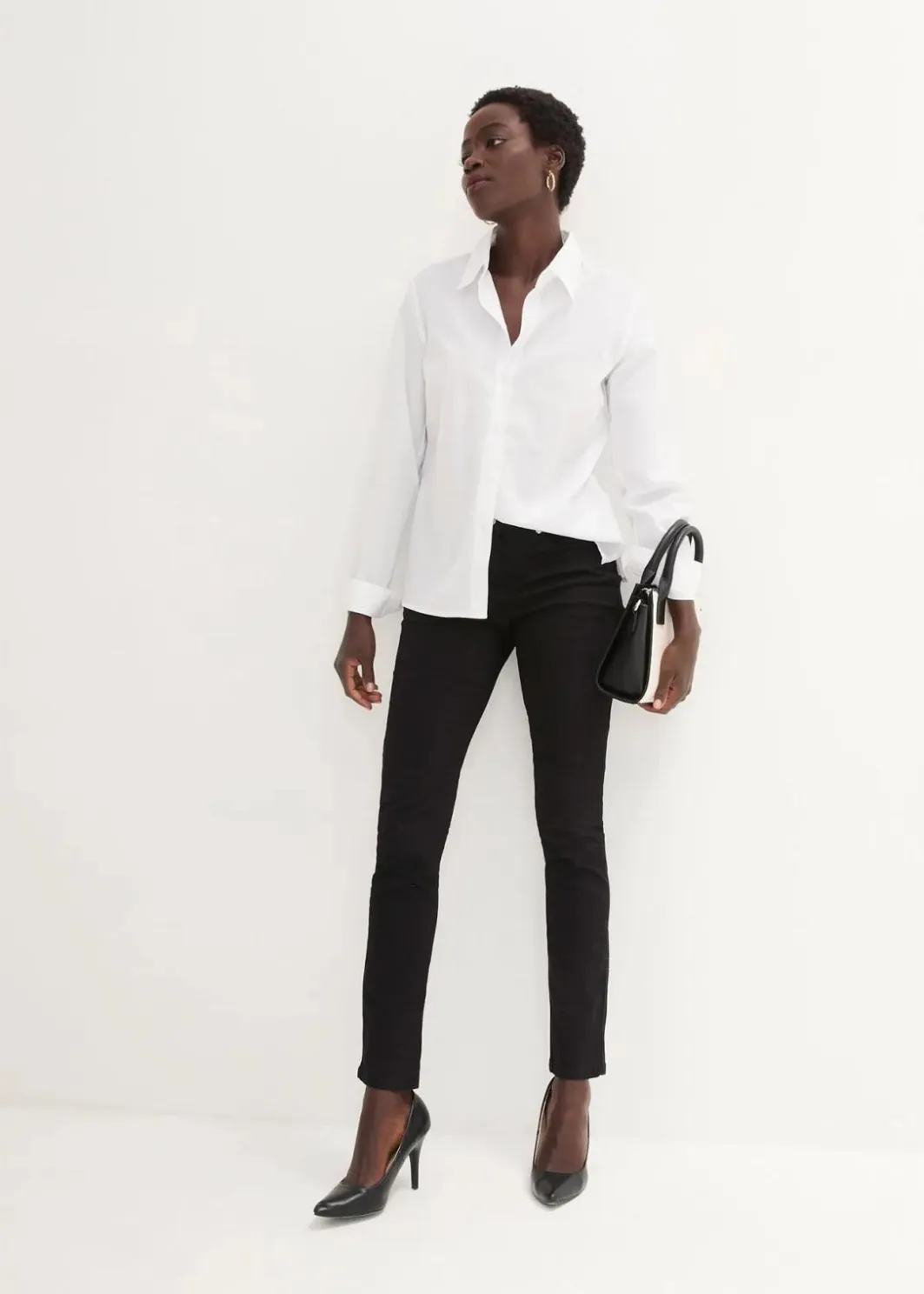 Damen bonprix Jeans|Kurzgrößen|Slim-Fit-Jeans Mid Waist, Super Stretch