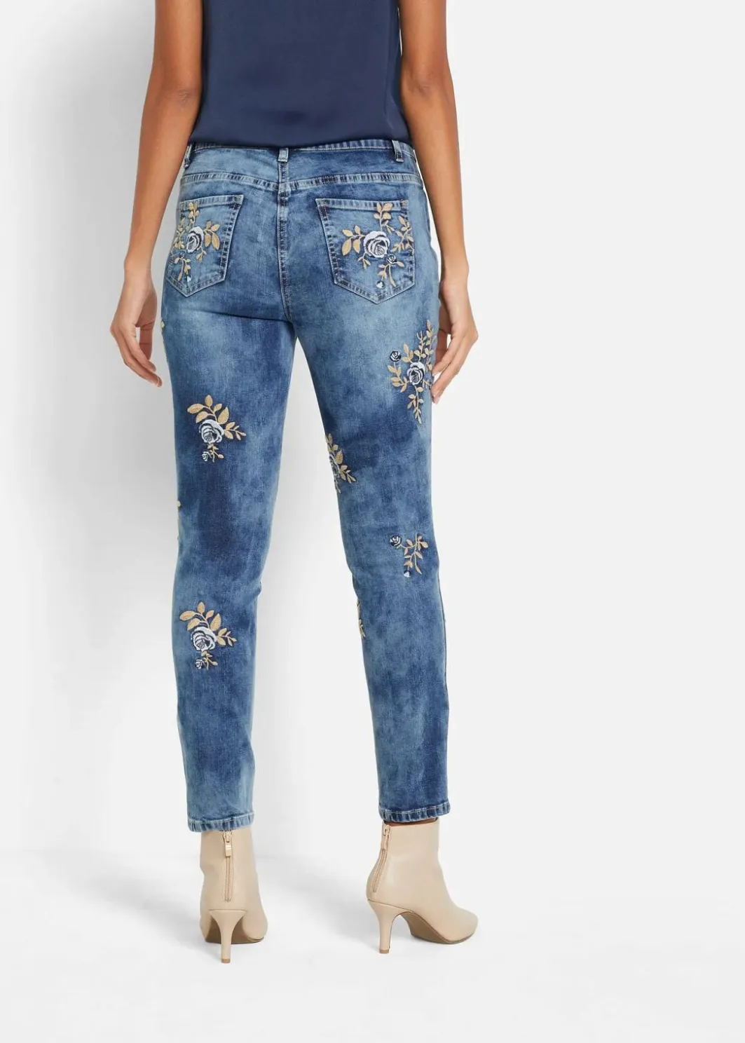 Slim-Fit-Jeans mit floraler Stickerei Damen Bekleidung·Shirts & Tops|Jeans