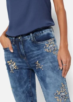 Slim-Fit-Jeans mit floraler Stickerei Damen Bekleidung·Shirts & Tops|Jeans