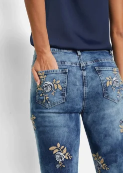 Slim-Fit-Jeans mit floraler Stickerei Damen Bekleidung·Shirts & Tops|Jeans