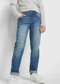 Discount Slim-Fit-Jeans mit verstellbarem Bund, Straight Kinder Jungen 9-16 Jahre·Jeans