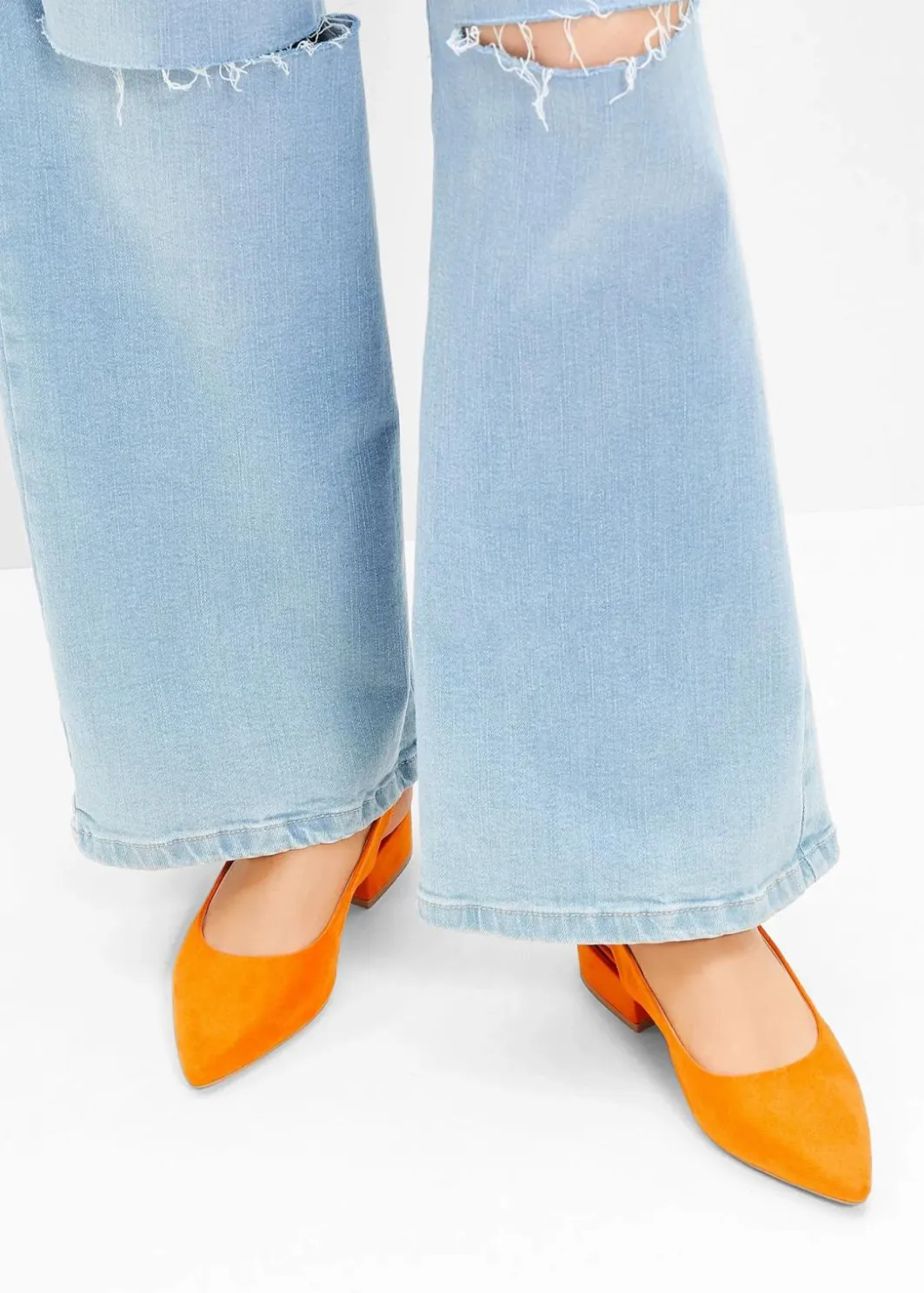 Damen bonprix Pumps|Schuhe & Accessoires In Spezialgrößen·Elastischer Schaft|Slingpumps mit flachem Absatz