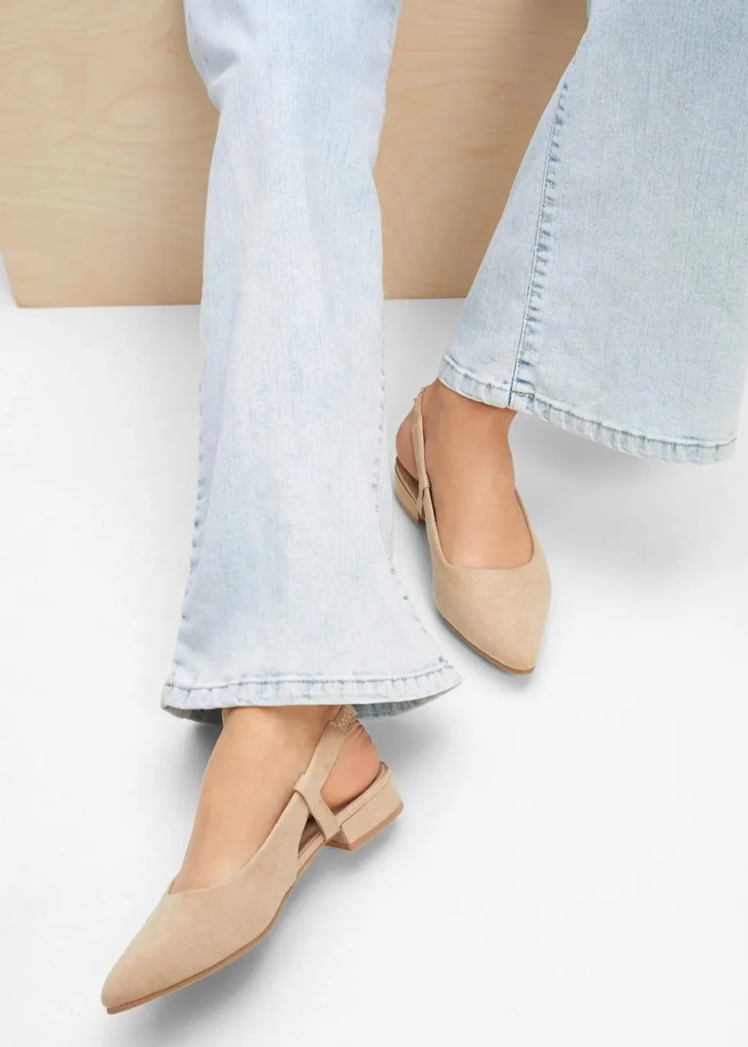 Outlet Slingpumps mit flachem Absatz Damen Pumps