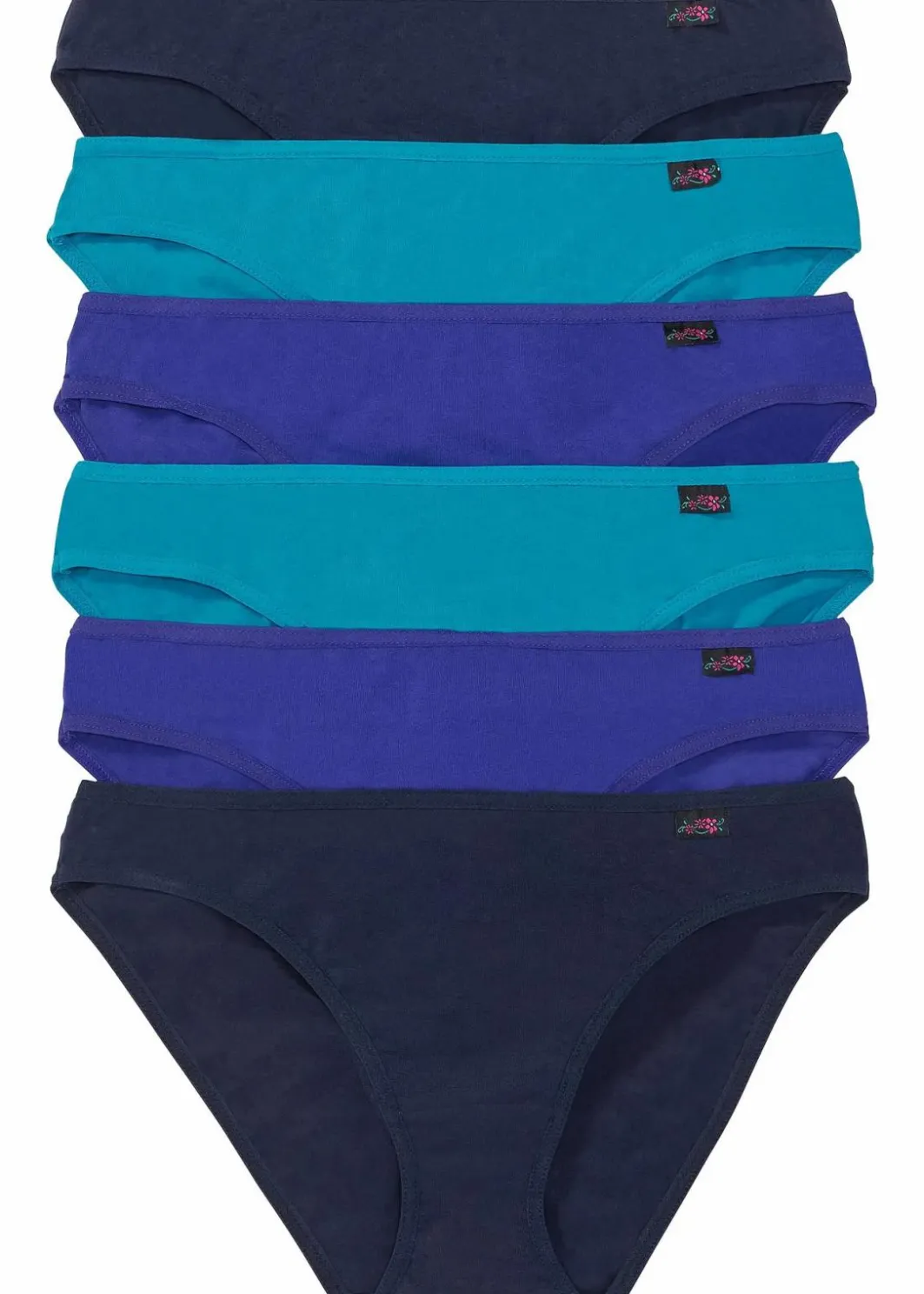 Damen bonprix Wäsche·Basics|Wäsche·Baumwollunterwäsche|Slip (6er Pack)