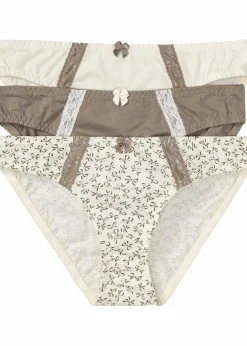 Clearance Slip mit femininem Druck (3er Pack) Damen Wäsche·Baumwollunterwäsche|Wäsche·Höschen