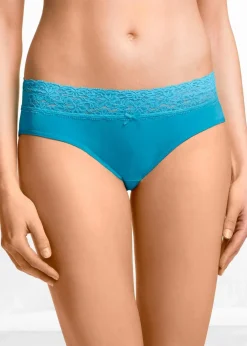 Damen bonprix Höschen|Baumwollunterwäsche|Slip mit Spitze (5er Pack)