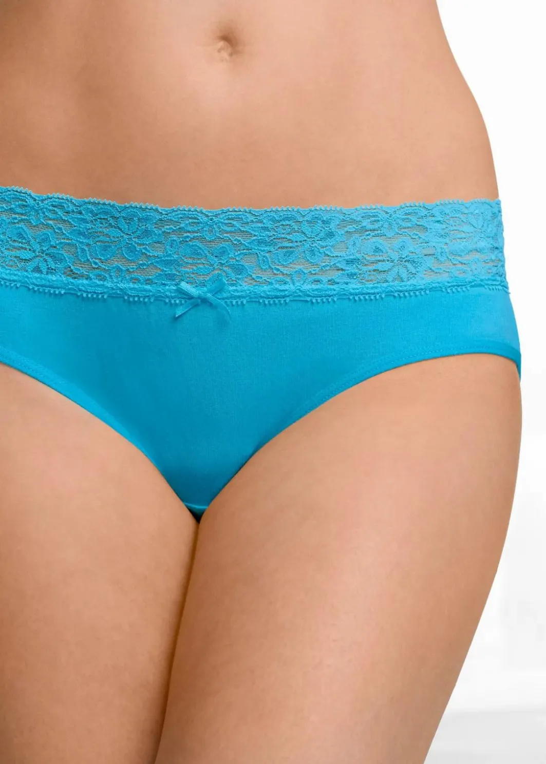 Damen bonprix Höschen|Baumwollunterwäsche|Slip mit Spitze (5er Pack)