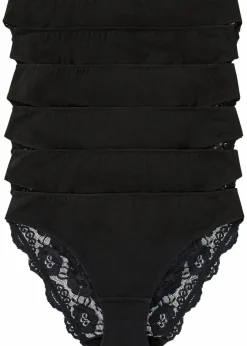 Damen bonprix Wäsche·Baumwollunterwäsche|Wäsche·Höschen|Slip mit Spitze (6er Pack)