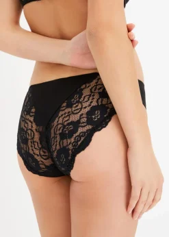 Damen bonprix Wäsche·Baumwollunterwäsche|Wäsche·Höschen|Slip mit Spitze (6er Pack)