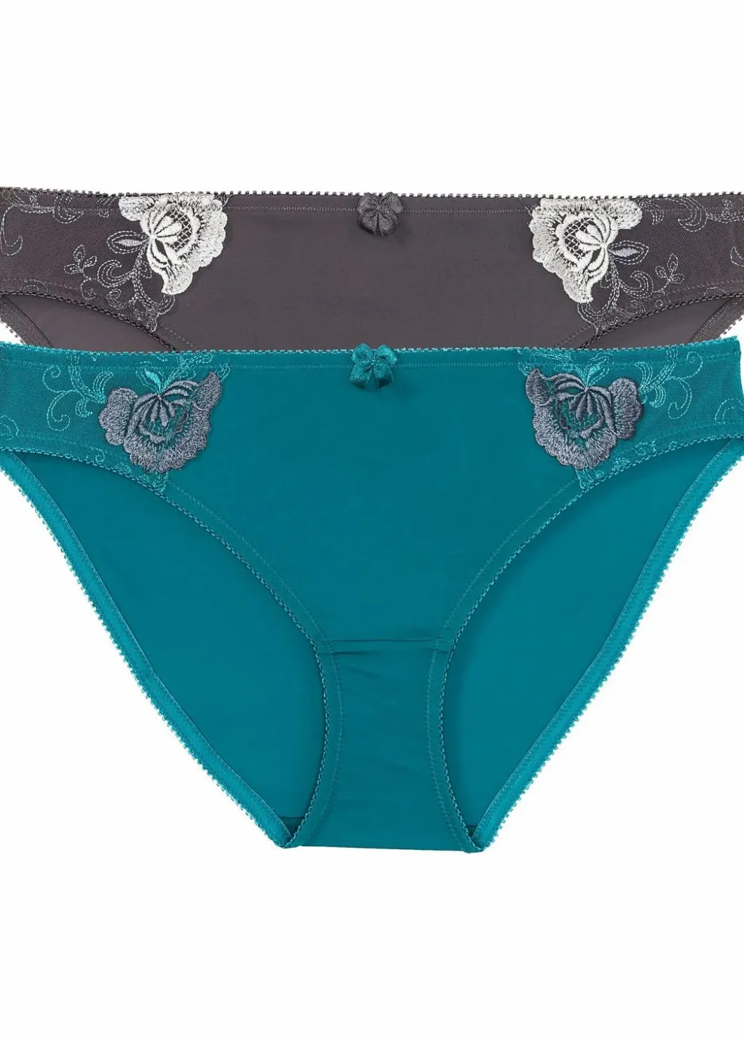 Damen bonprix Wäsche·Höschen|Nachhaltigere Materialien|Slip mit Stickerei (2er Pack)
