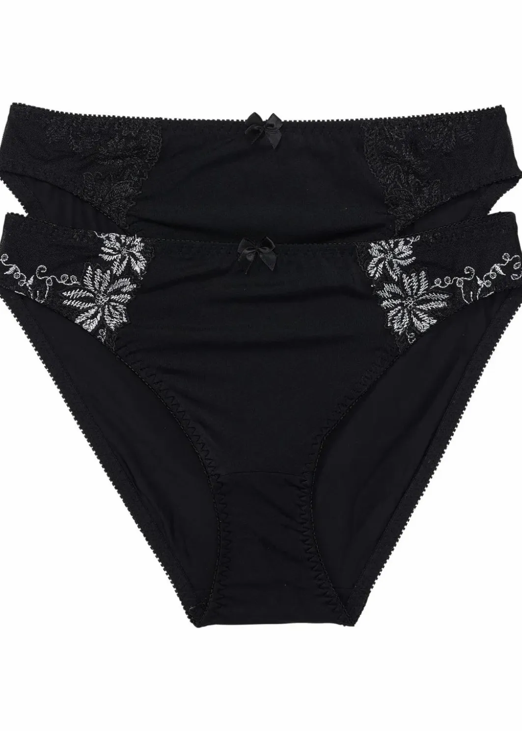 Damen bonprix Wäsche·Dessous|Wäsche·Höschen|Slip mit zarter Stickerei (2er Pack)