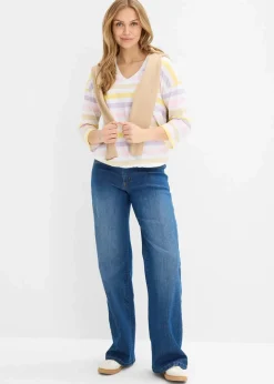 Damen bonprix Shirts & Tops|Slub-Shirt aus Bio-Baumwolle, 3/4 Arm