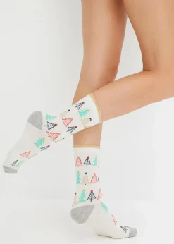 Damen bonprix Nachhaltigere Materialien|Socken & Strumpfhosen|Socken mit Glitzergarn mit Bio-Baumwolle (3er Pack)