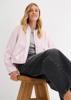 Damen bonprix Bekleidung·Hosen|Jacken & Mäntel|Softblouson aus glänzendem Viskose-Mix