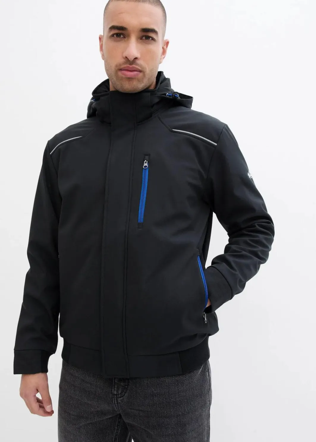 New Softshelljacke in Blousonform mit Kapuze Herren Große Größen|Outdoorbekleidung