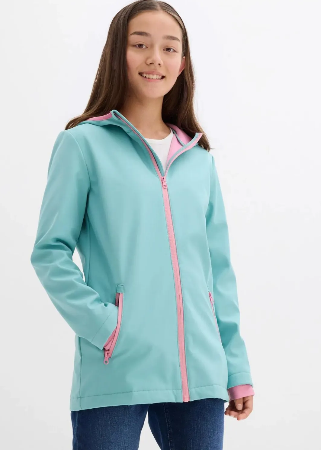 Kinder bonprix Mädchen 2-8 Jahre·Nachhaltigere Materialien|Mädchen 9-16 Jahre·Nachhaltigere Materialien|Softshelljacke mit Kapuze, wasserabweisend