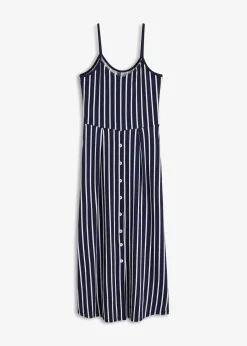 Damen bonprix Kleider|Nachhaltigere Materialien|Sommerliches Jerseykleid mit Knopfleiste und Streifen