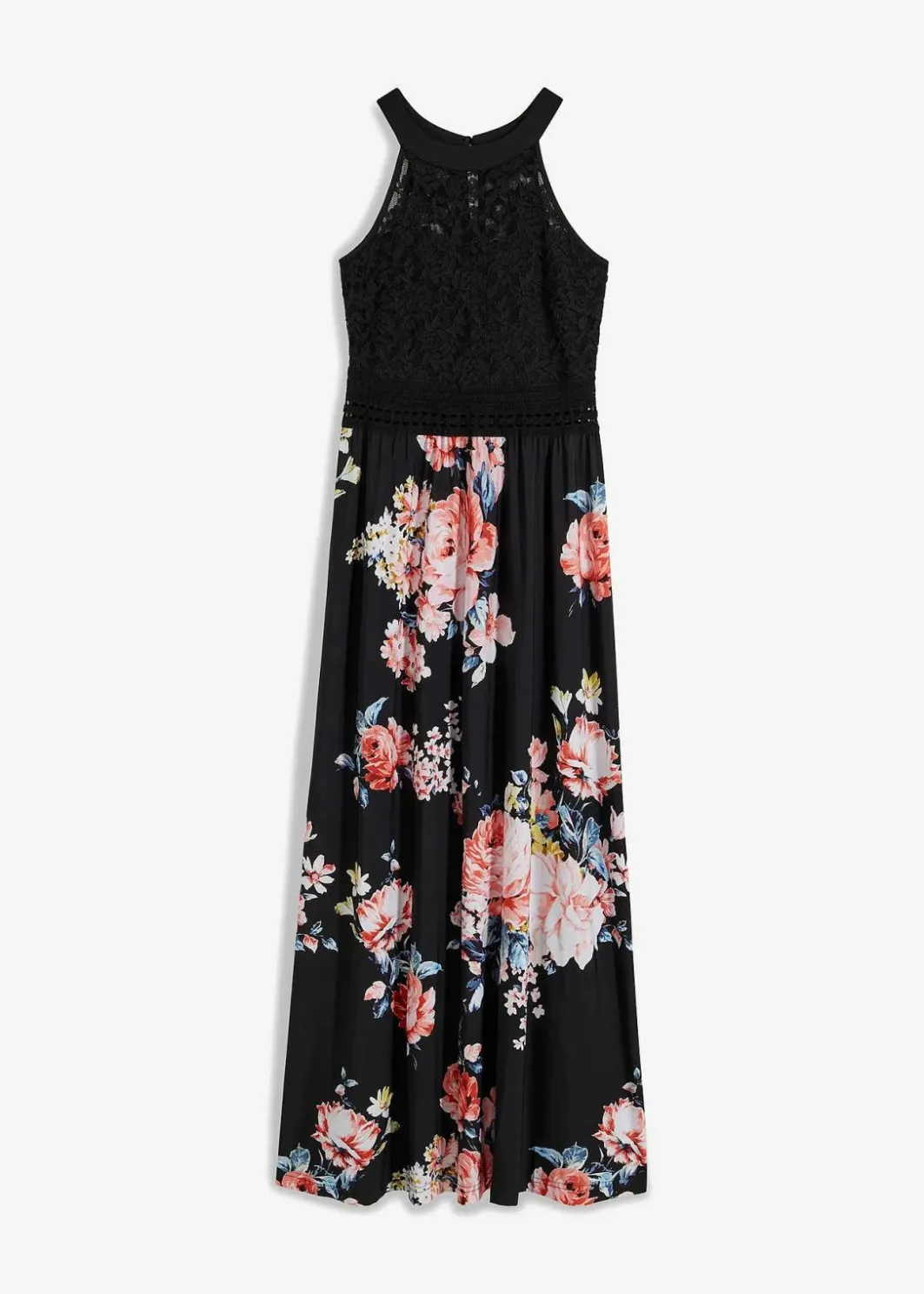 Outlet Sommer-Maxikleid mit Blumen-Print und Spitze Damen Kleider|Bekleidung·Pullover & Strickjacken