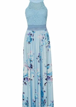 Damen bonprix Kleider|Bekleidung·Pullover & Strickjacken|Sommer-Maxikleid mit Blumen-Print und Spitze