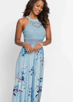 Damen bonprix Kleider|Bekleidung·Pullover & Strickjacken|Sommer-Maxikleid mit Blumen-Print und Spitze