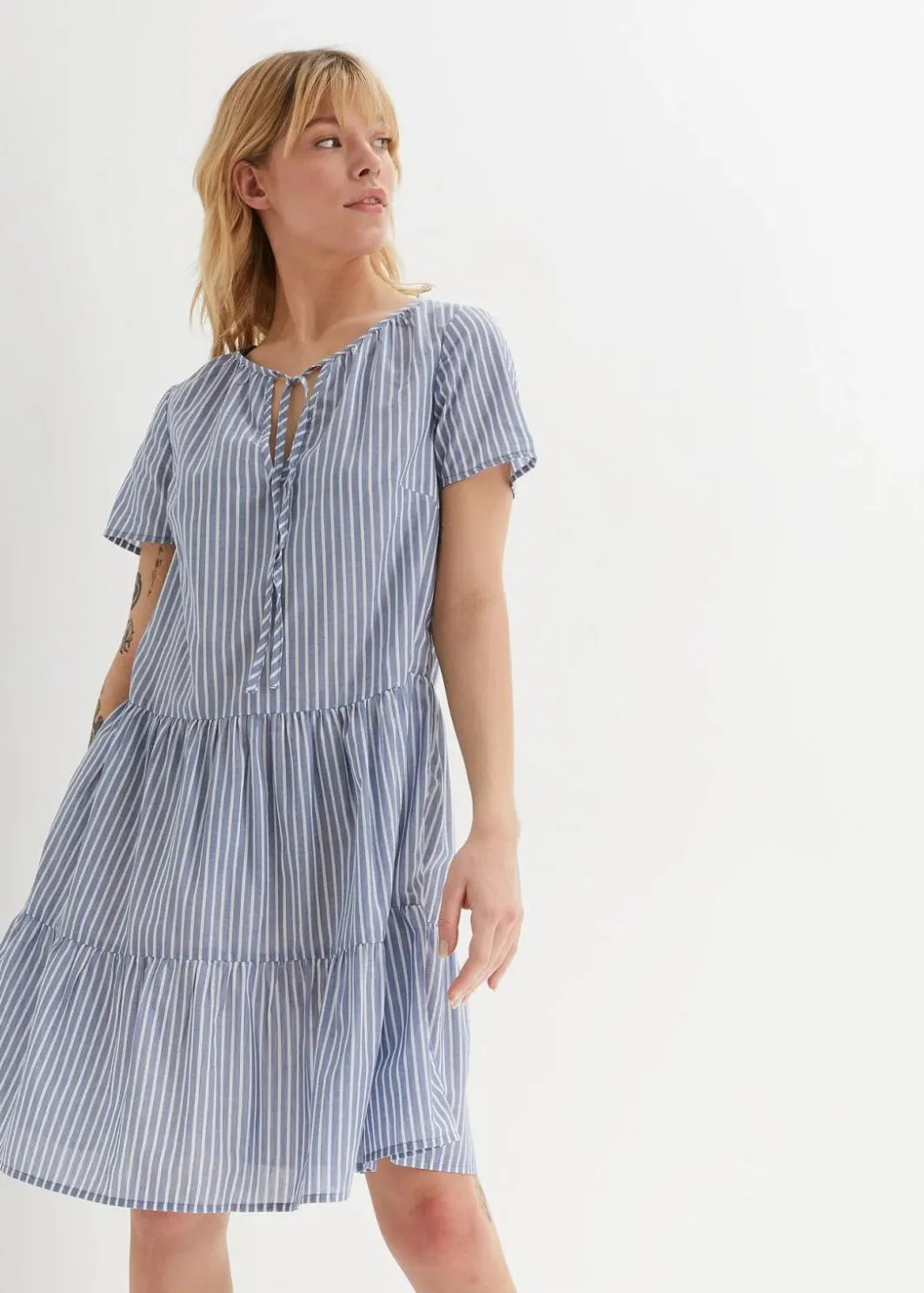 Damen bonprix Bekleidung·Pullover & Strickjacken|Kleider|Sommer-Tunika-Kleid aus reiner Baumwolle