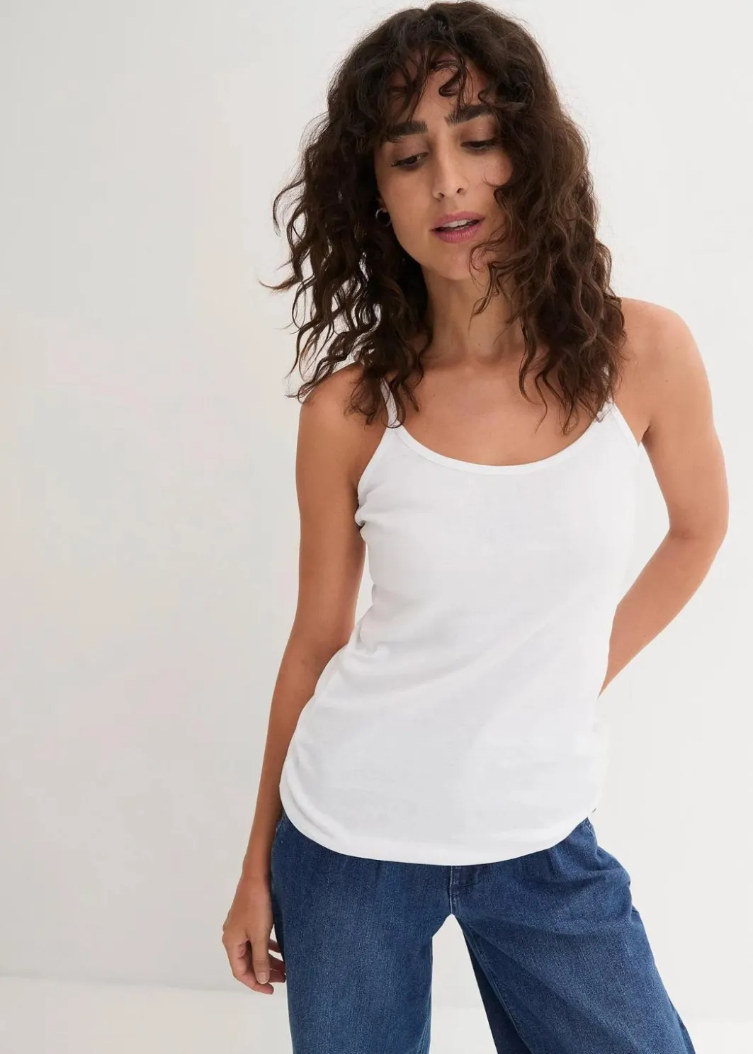 Discount Spaghettiträger-Top aus reiner Baumwolle (3er Pack) Damen Shirts & Tops|Basics
