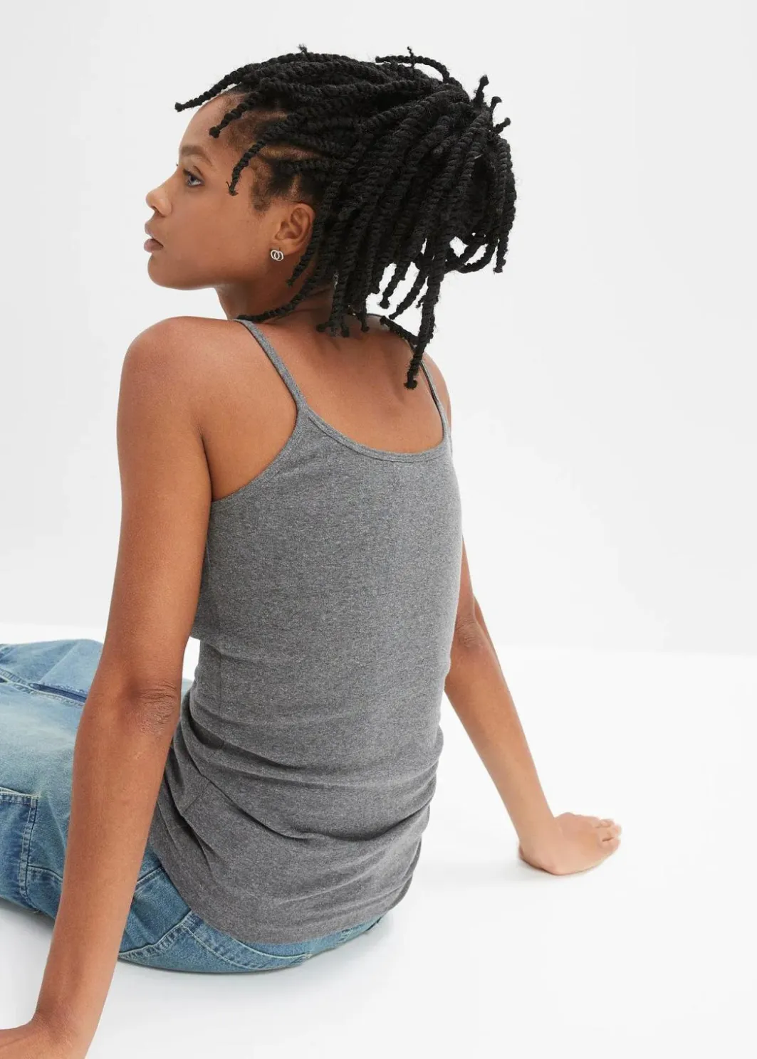 Damen bonprix Shirts & Tops|Basics|Spaghettiträger-Top aus reiner Baumwolle, 2er Pack