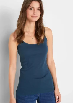 Outlet Spaghettiträger-Top aus reiner Baumwolle (3er Pack) Damen Shirts & Tops|Basics