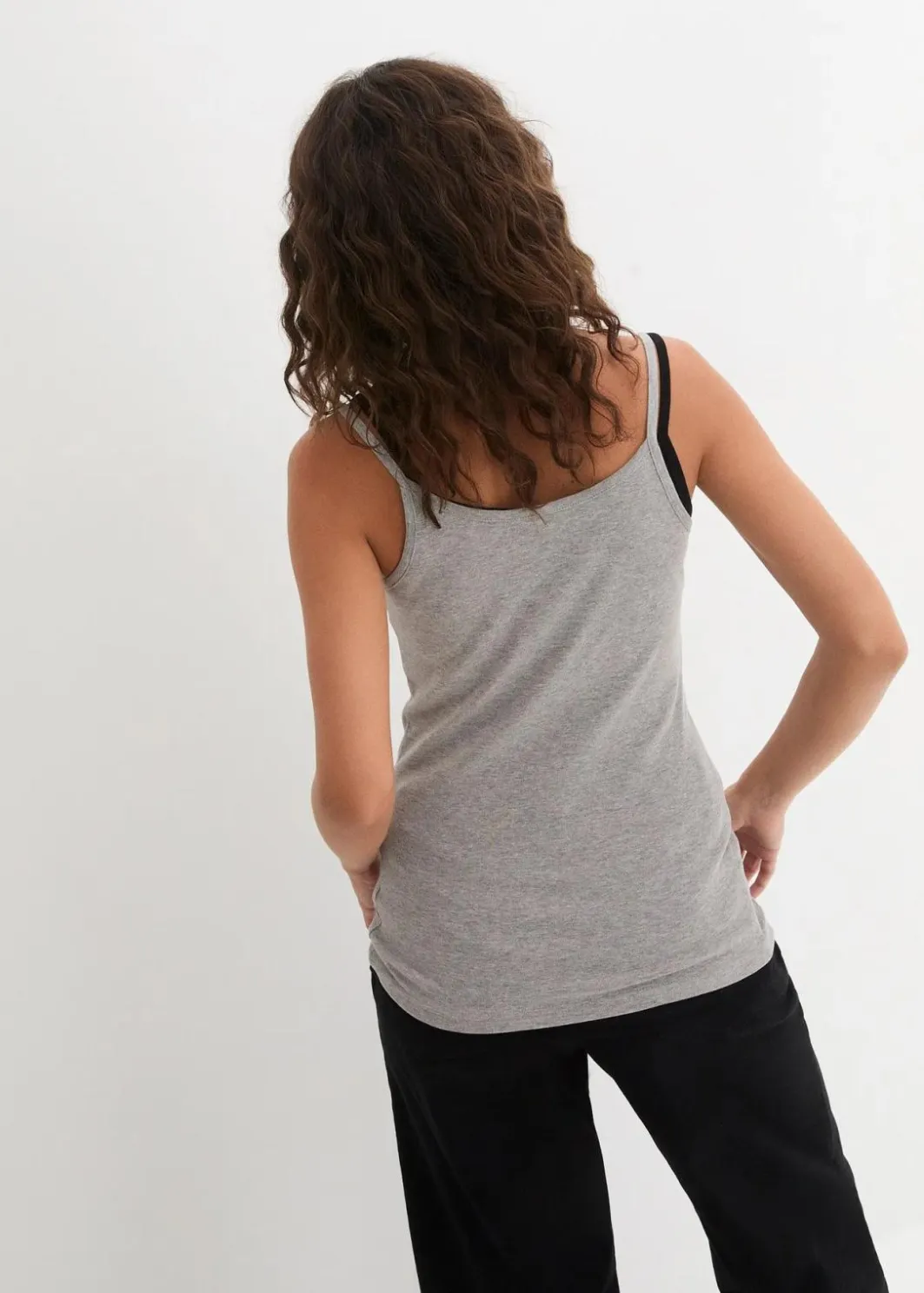 Damen bonprix Shirts & Tops|Basics|Spaghettiträger-Top aus reiner Baumwolle (3er Pack)