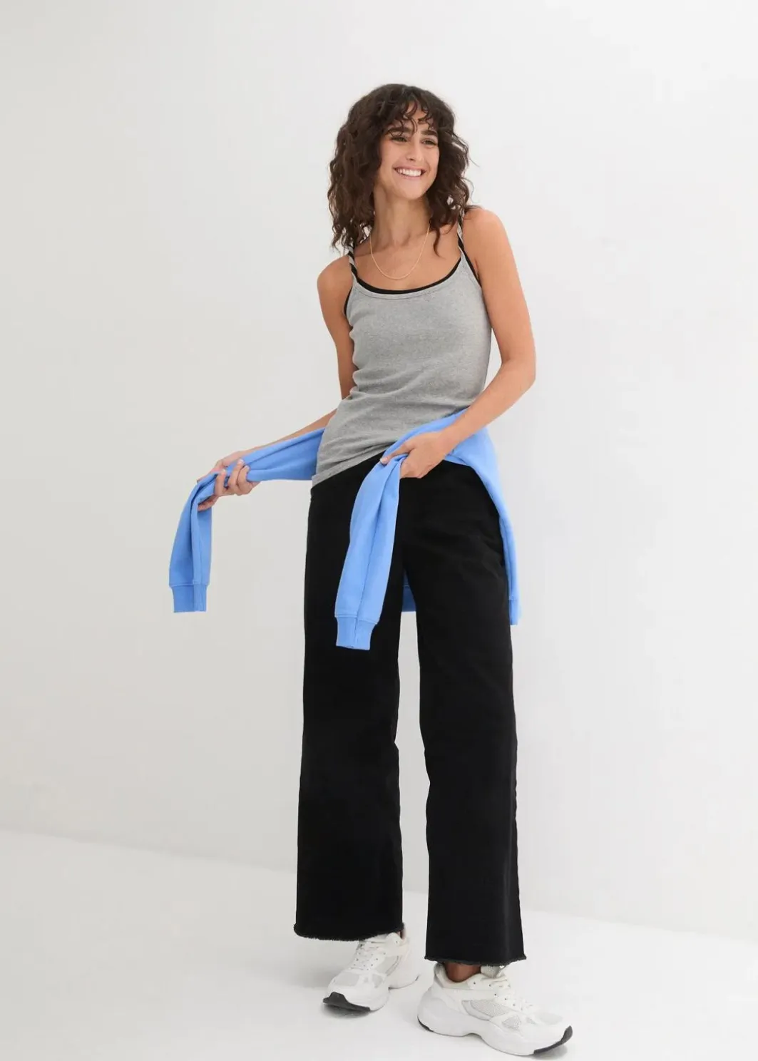 Damen bonprix Shirts & Tops|Basics|Spaghettiträger-Top aus reiner Baumwolle (3er Pack)
