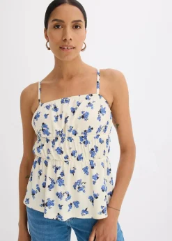 Damen bonprix Shirts & Tops|Spaghettiträger-Top aus strukturiertem Crêpe