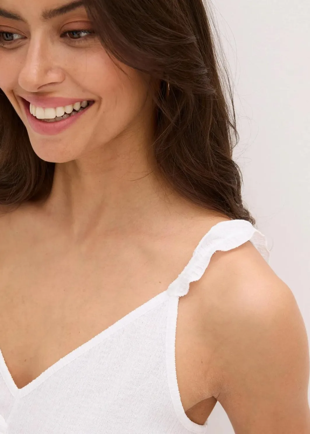 Hot Spaghettiträger-Top mit Rüschen Damen Shirts & Tops