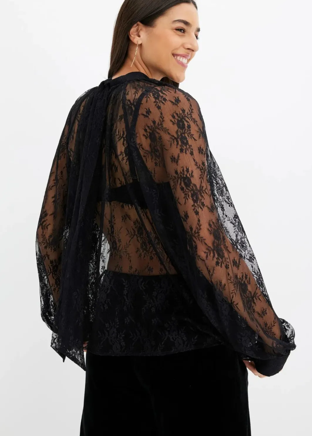 New Spitzenbluse mit leichter Transparenz Damen Bekleidung·Jacken & Mäntel|Blusen & Tuniken