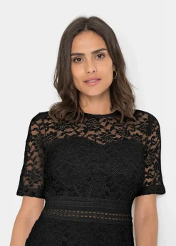Damen bonprix Festliche Mode|Kleider|Spitzenkleid mit Häkeleinsatz