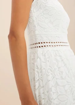 Spitzenkleid mit Häkel-Einsatz in der Taille Damen Kleider
