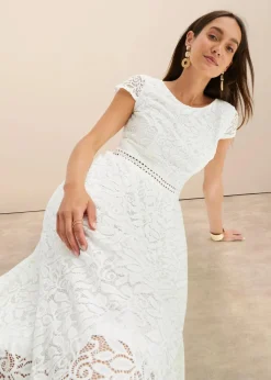 Spitzenkleid mit Häkel-Einsatz in der Taille Damen Kleider