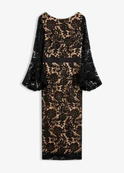 Spitzenkleid mit Satin-Einsatz Damen Festliche Mode|Kleider