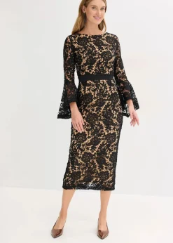 Spitzenkleid mit Satin-Einsatz Damen Festliche Mode|Kleider